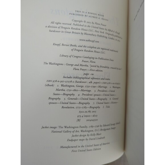 The Washingtons George and Martha Flora Fraser Hardcover First Edition 2015 DJ - Picture 4 of 4